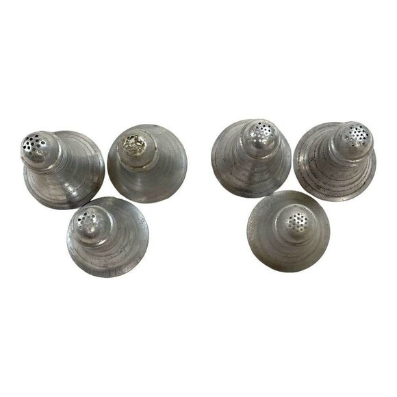 Vintage Atomic Hammered Glass Bottom Mid Century Salt & Pepper Shakers Set Of 6 - Picture 3 of 6